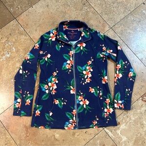 Women’s Small Tommy Bahama Floral Hawaiian Tropical Print Navy Blue Jacket